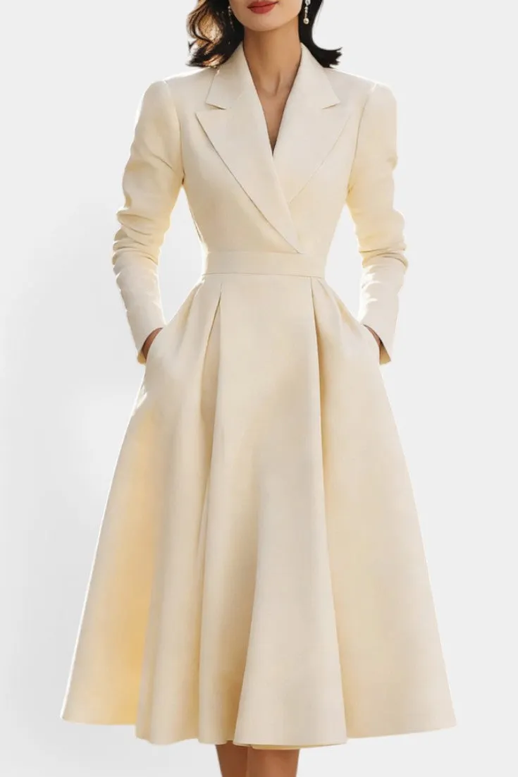 Structured A-Line Coat Dress with Belted Waist