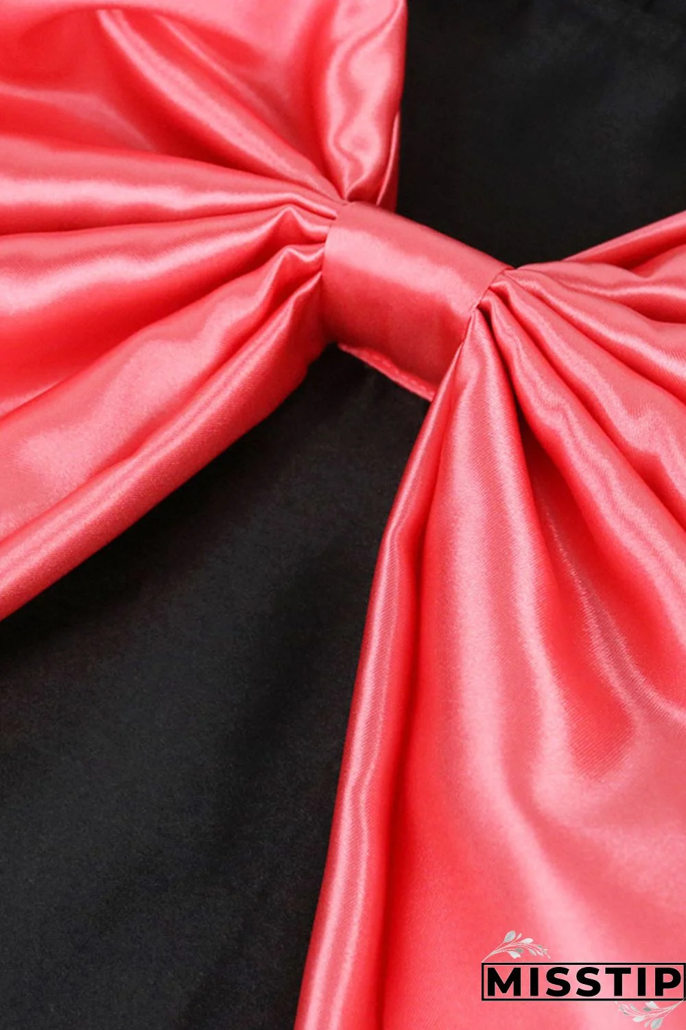 Black Casual Sweet Solid Patchwork With Bow O Neck A Line Plus Size Dresses