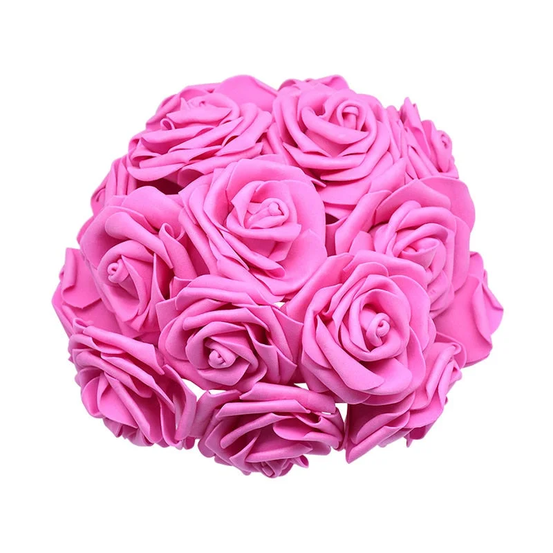 24Pcs/lot Artificial Rose Bouquet Decorative Foam Rose Flowers Bride Bouquets for Wedding Home Party Decoration Wedding Supplies