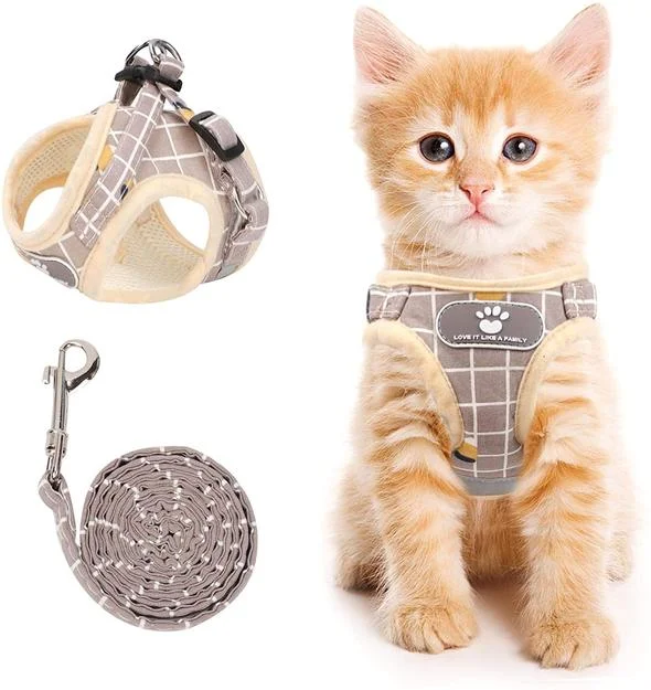 Cat &Dog Harness and Leash Set with Reflective Strip Adjustable Soft
