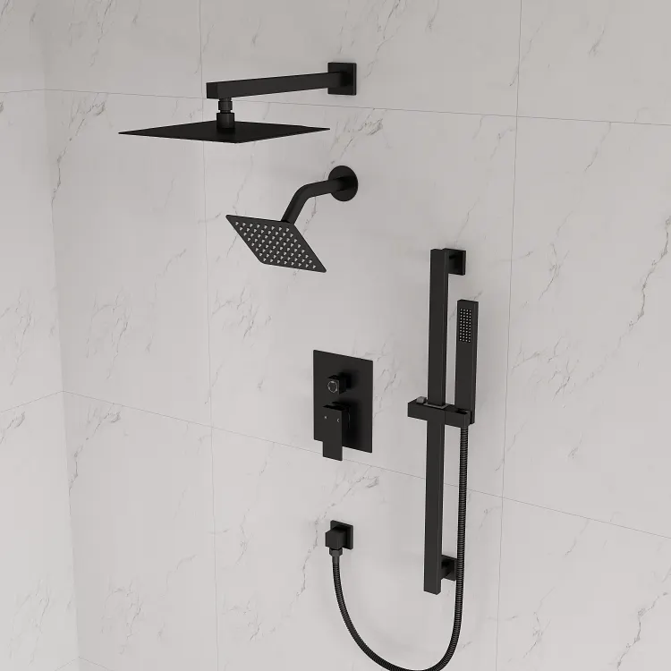 10'' Dual Shower Head Rainfall Shower System in Matte Black