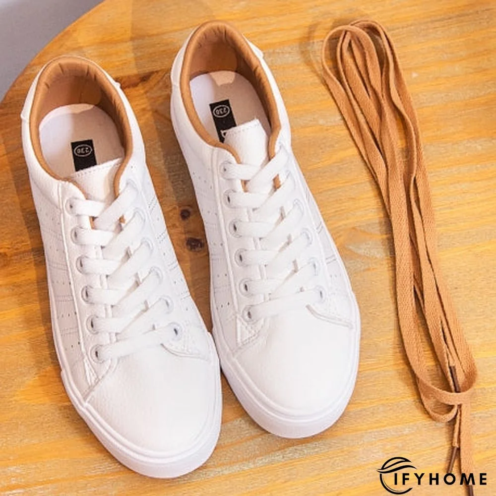 Women Sneakers Leather Shoes Spring Trend Casual Flats Sneakers Female New Fashion Comfort Lace-up Vulcanized Shoes female | IFYHOME