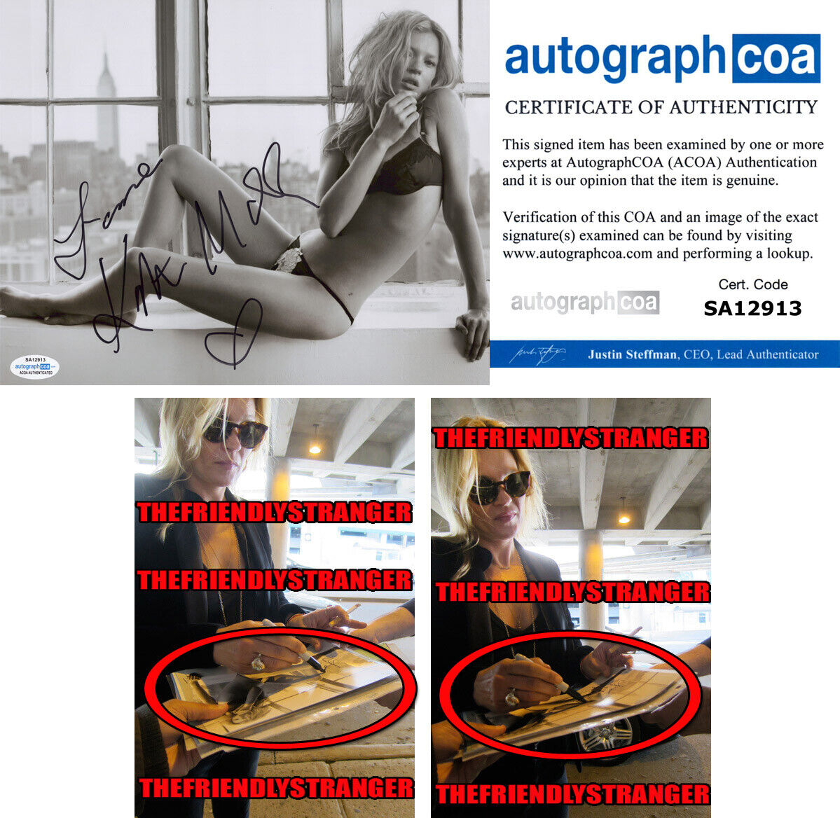 KATE MOSS signed Autographed 8X10 Photo Poster painting - EXACT PROOF - Hot SEXY Model ACOA COA