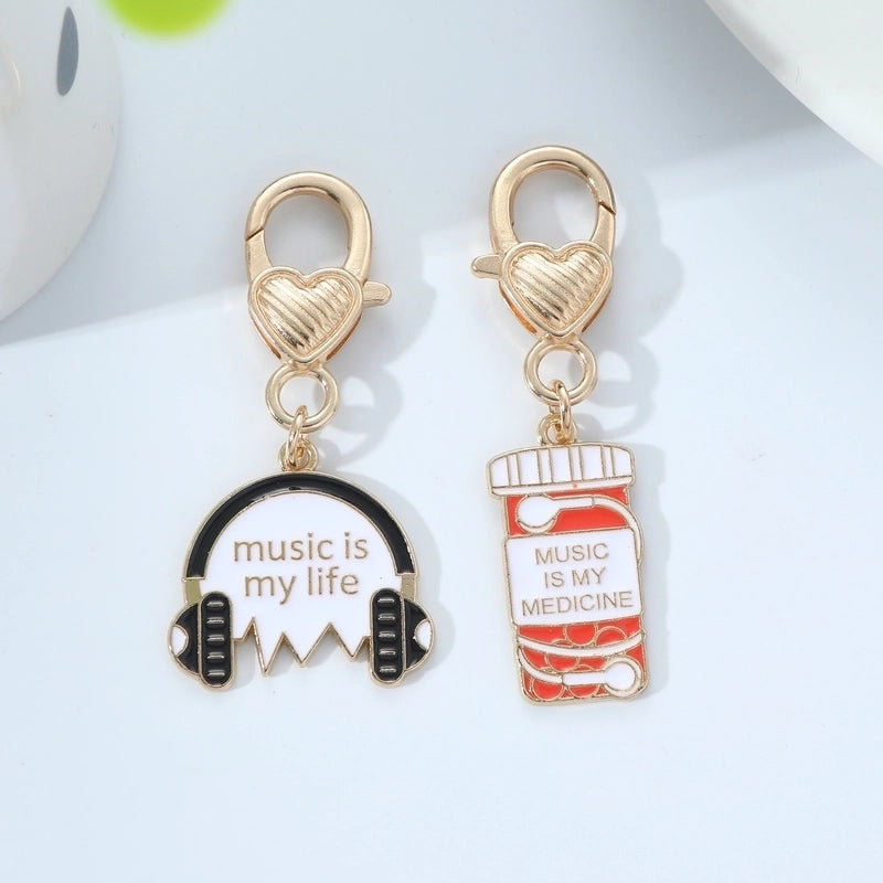 Cartoon Style Cute Letter Earphones Metal Zinc Alloy Bag Pendant Memorial Keychains