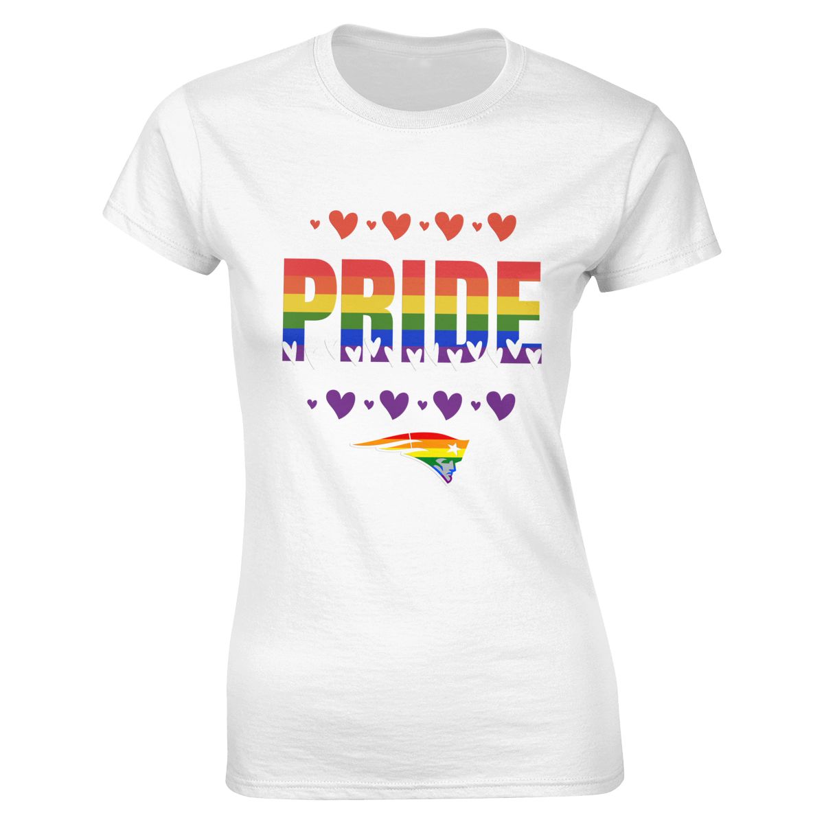 New England Patriots Hearts Pride Women's Soft Cotton T-Shirt