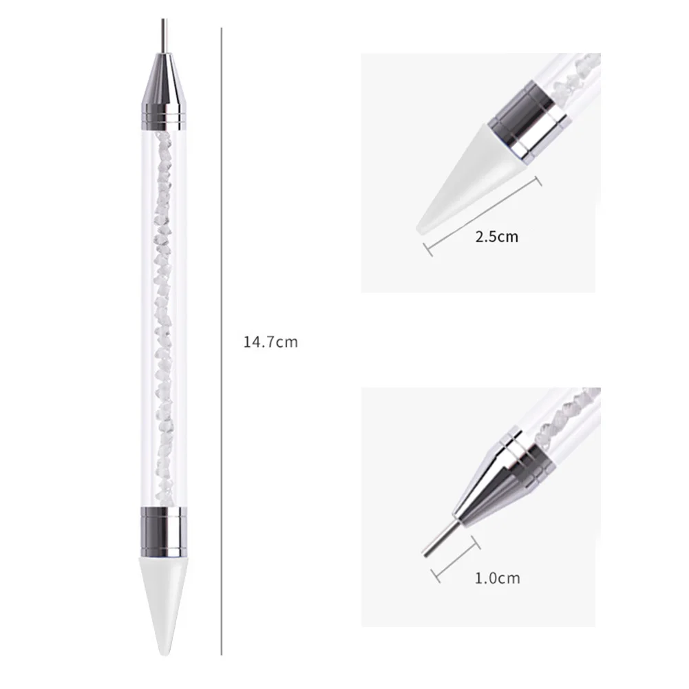 Dual Heads Acrylic Dotting Wax Pen Point Drill Picker Nail Art Studs Dotter