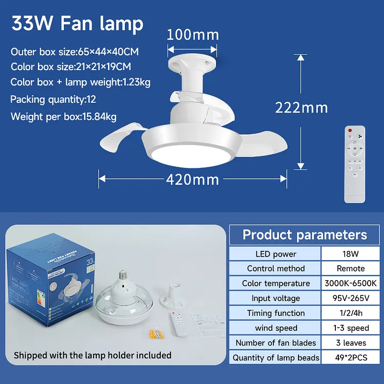Mini ventilatore da soffitto con luce e telecomando