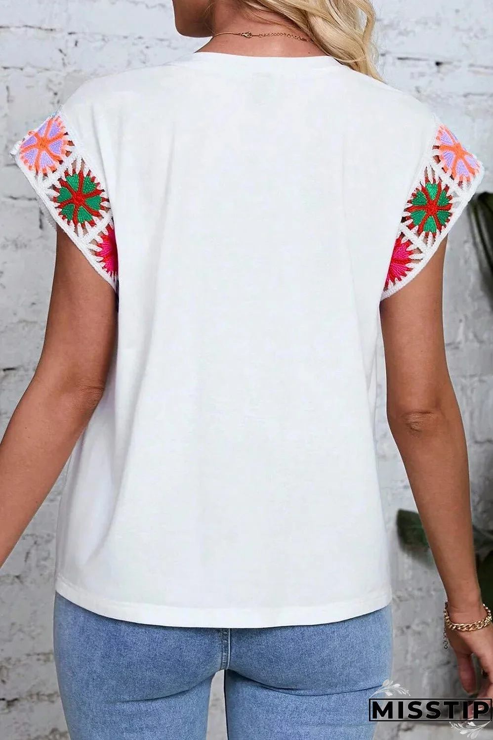 Round Neck Cap Sleeve Top