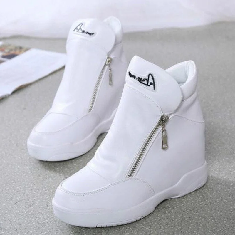 Miaoguan Winter Fur Sneakers Platform Woman Autumn High Top Female Casual Shoes Wedge Side Zipper Fashion Warm Snow Sneakers
