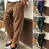Men's Corduroy Trousers Loose Casual Straight Leg Cropped Trousers by Inlyline