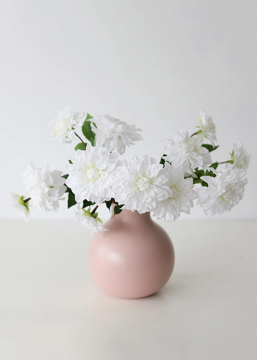 White Real Touch Dahlia Fake Flowers - 23.5"