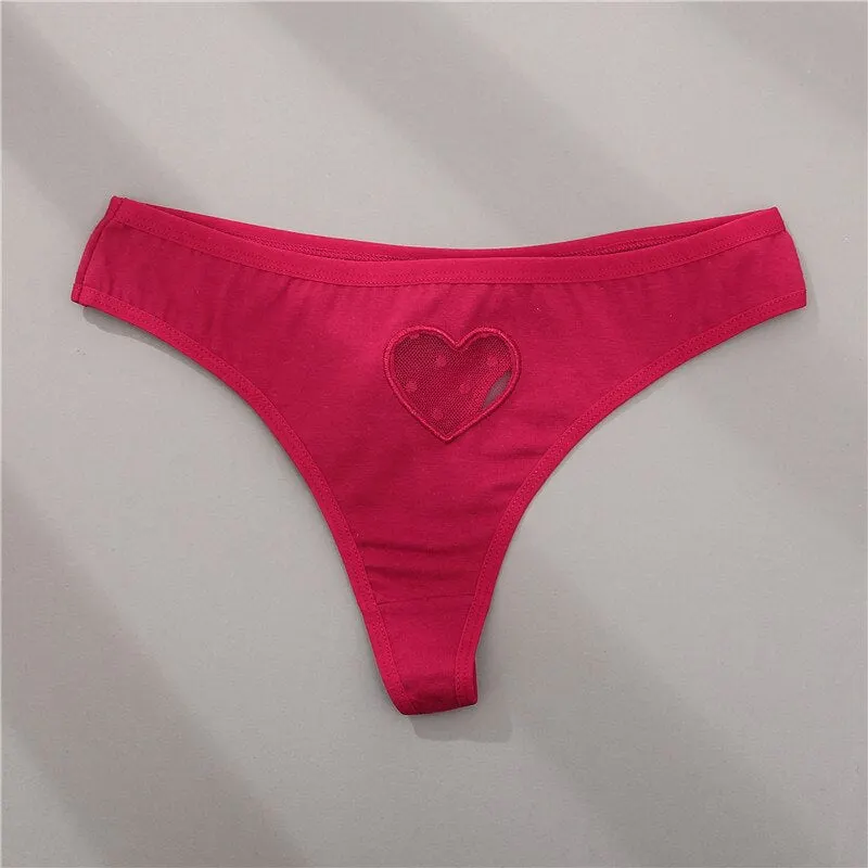 FINETOO S-XL Women Panties G-String Underwear Fashion Thong Lingerie Low Rise Female Panty Sexy Lace T-Back Woman Heart Pantys