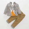 Kids Boys Baby Suits Toddler Plaid Outfits 3 Pcs