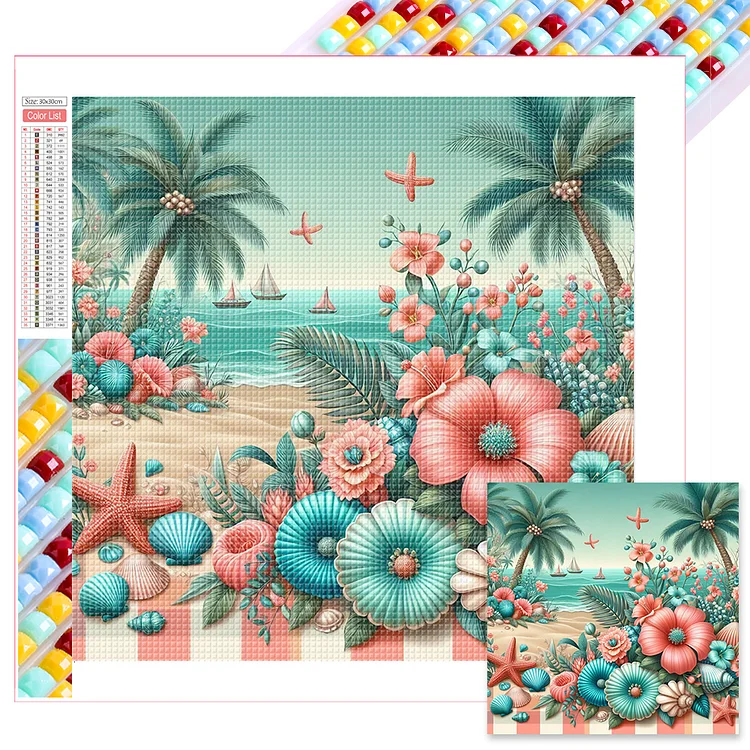 Summer Seaside 30*30CM (Canvas) Full Square Drill Diamond Painting gbfke