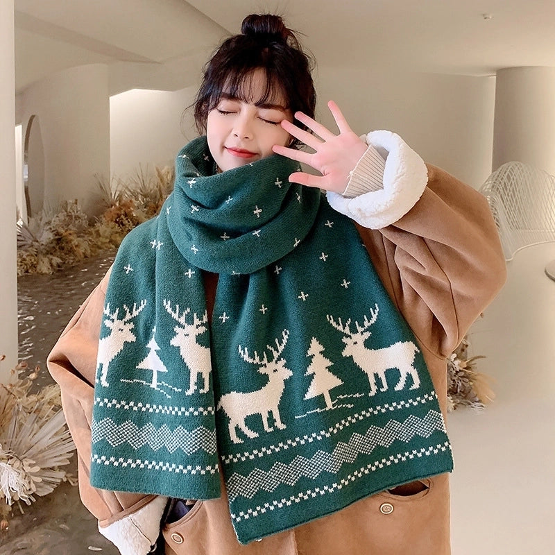 Women’s Cute Elk Imitation Cashmere Winter Scarves