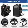 BAIGIO Laptop Rucksack Herren 26-38L Erweiterbar Tablet Reiserucksack Groß Wasserabweisend Flugzeug Handgepäck Tasche mit 15,6 Zoll Laptopfach Zahlenschloss für Business Arbeit Reise Uni, Schwarz