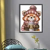 (Stamped/Counted) Red Panda Drinking Coffee-14CT Cross Stitch 19*22cm/7.48*8.66in