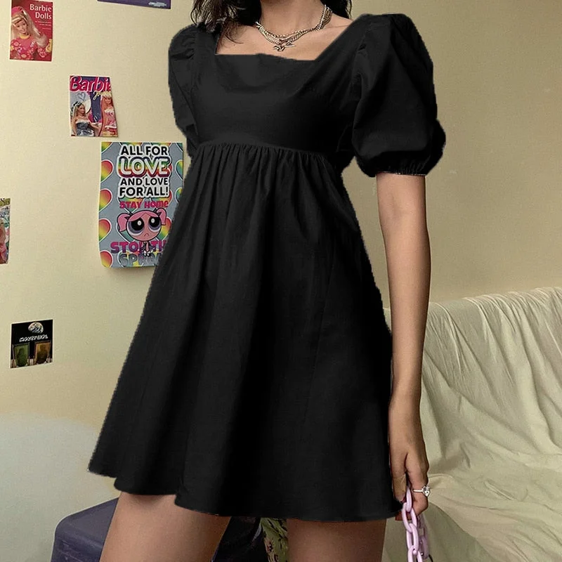 2020 Women Summer sexy Dress Summer Fashion White Elegant Puff Sleeve Backless Party Beach Dress Vacation Casual Mini Dress