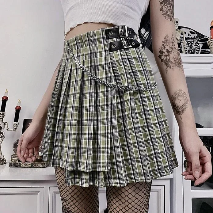 Gothic Harajuku Private Scholled Plaid Skirt