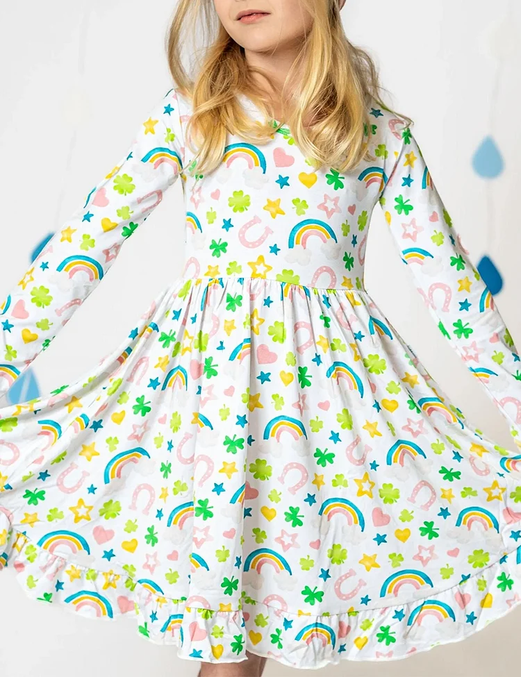 Kid's Shamrocks & Rainbows Lucky St. Patrick's Day Dress