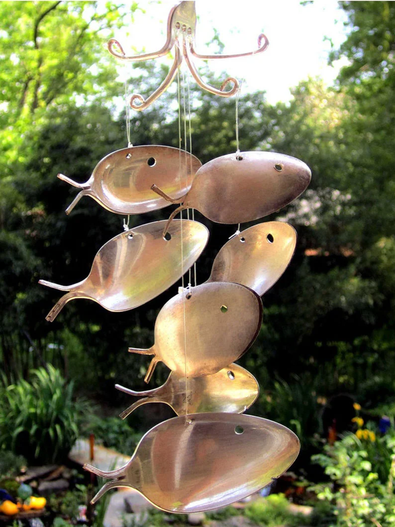 School Of Silver Spoon Fish Wind Chime