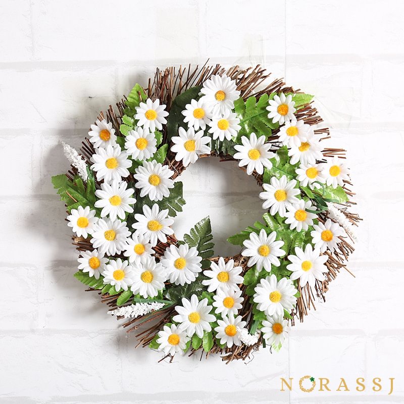 White Mini Daisy Modern Spring Wreath