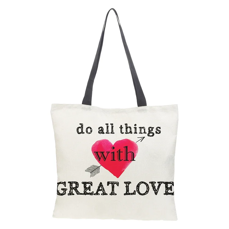 Linen Eco-friendly Tote Bag - Love Letters