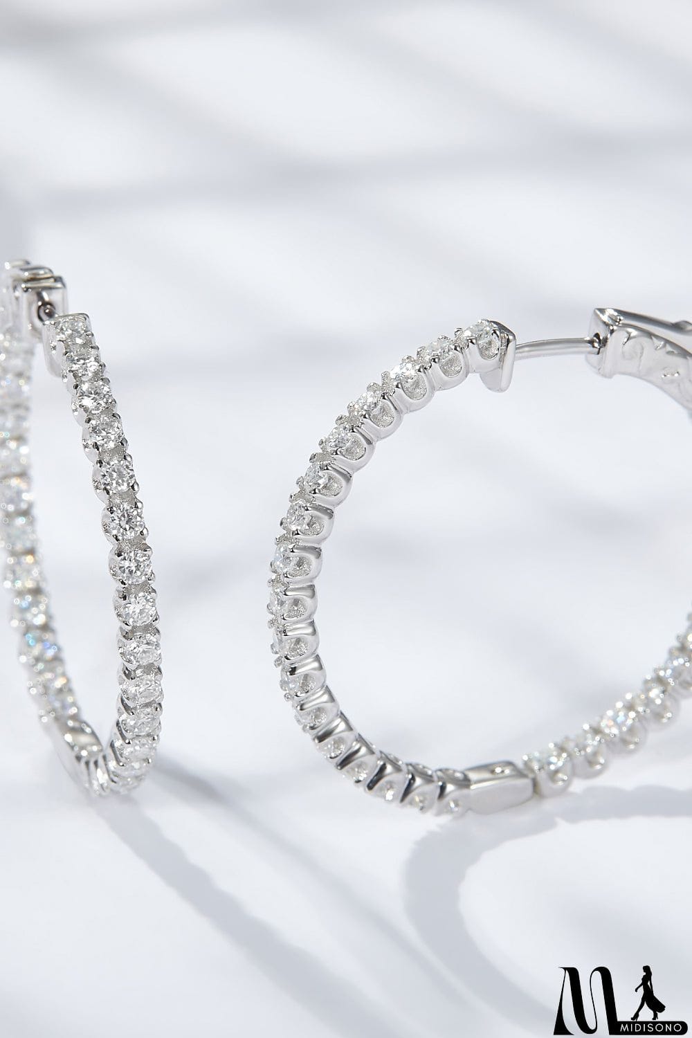 MidiSono - Inlaid Moissanite 925 Sterling Silver Hoop Earrings