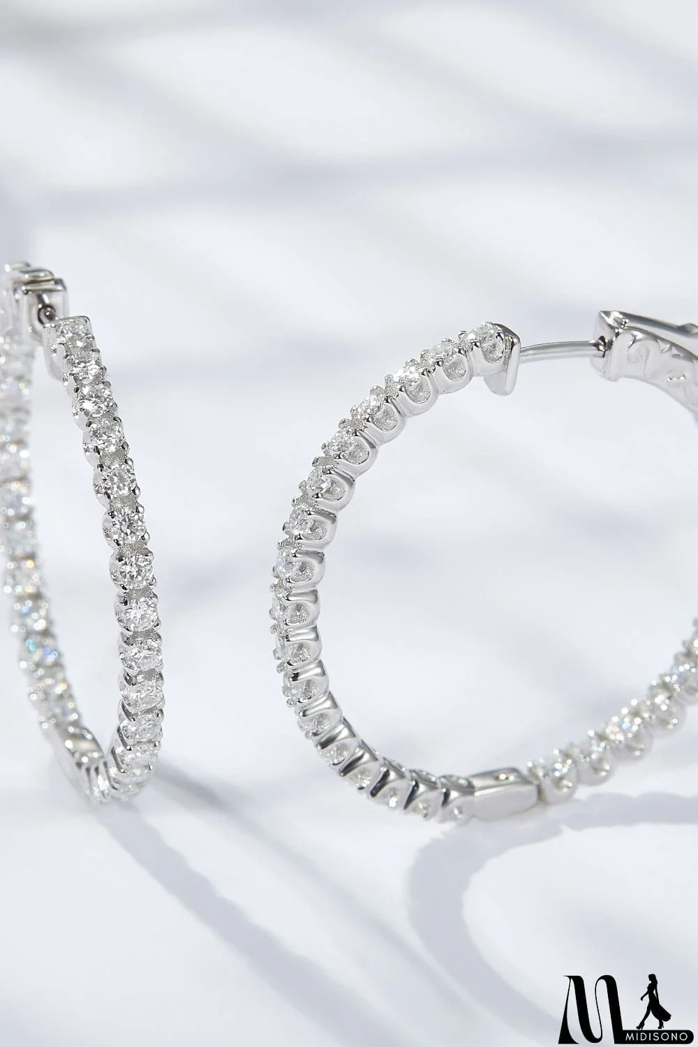 MidiSono - Inlaid Moissanite 925 Sterling Silver Hoop Earrings