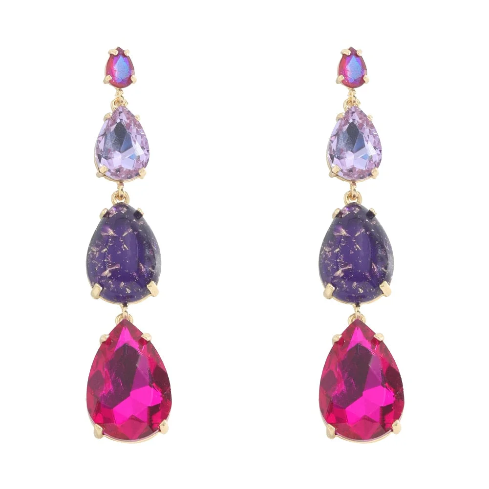 Dvacaman New Arrival Long Colorful Rhinestone Irregular Drop Earrings High Quality Trendy Crystal Pendant Jewelry Gift For Women