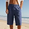 Men's Vintage Linen Casual Beach Vacation Three-Quarter Shorts by Inlyline