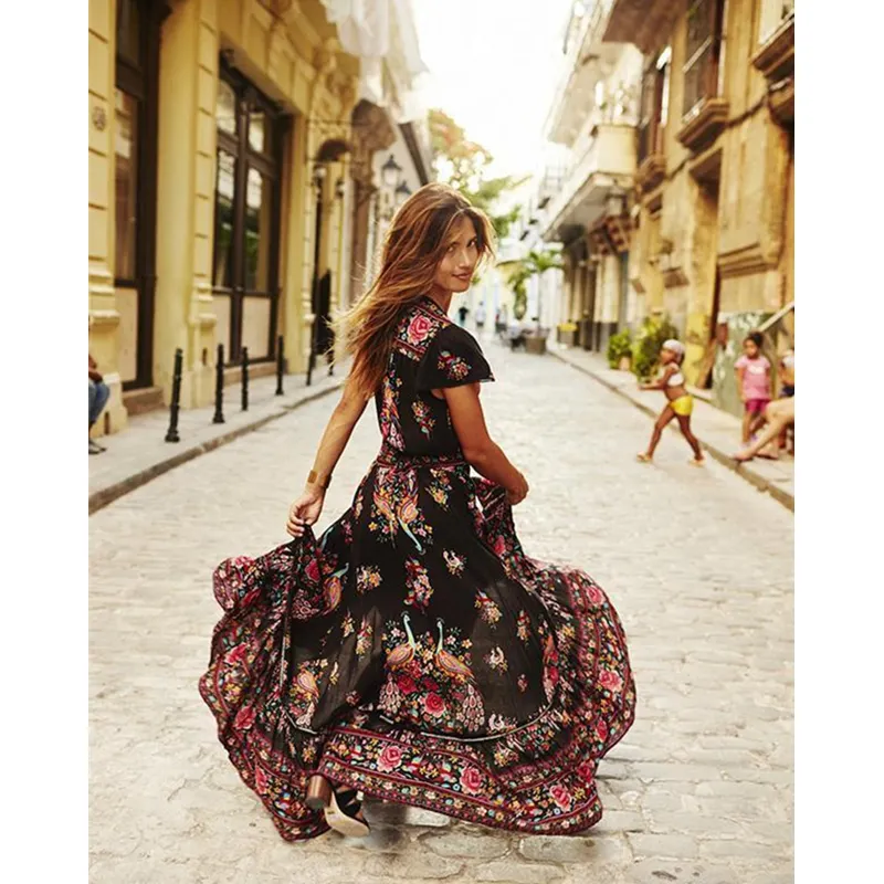 Womens Dress Summer Vintage Floral Printing
