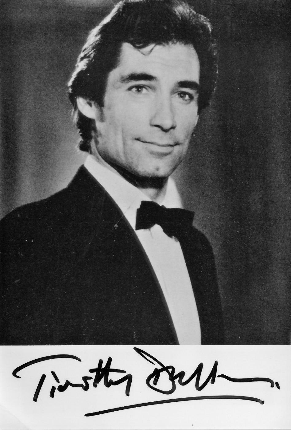 Timothy Dalton Signed James Bond Autographed 5x7 B/W Photo Poster painting BECKETT #AA47513