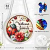 (18.5cm)DIY Acrylic Jigsaw Puzzle Window Hanging with Hanging Chain DIY Stained Glass Decoration Round Window Puzzle Decor for DIY Craft Project (Flower Ladybug)