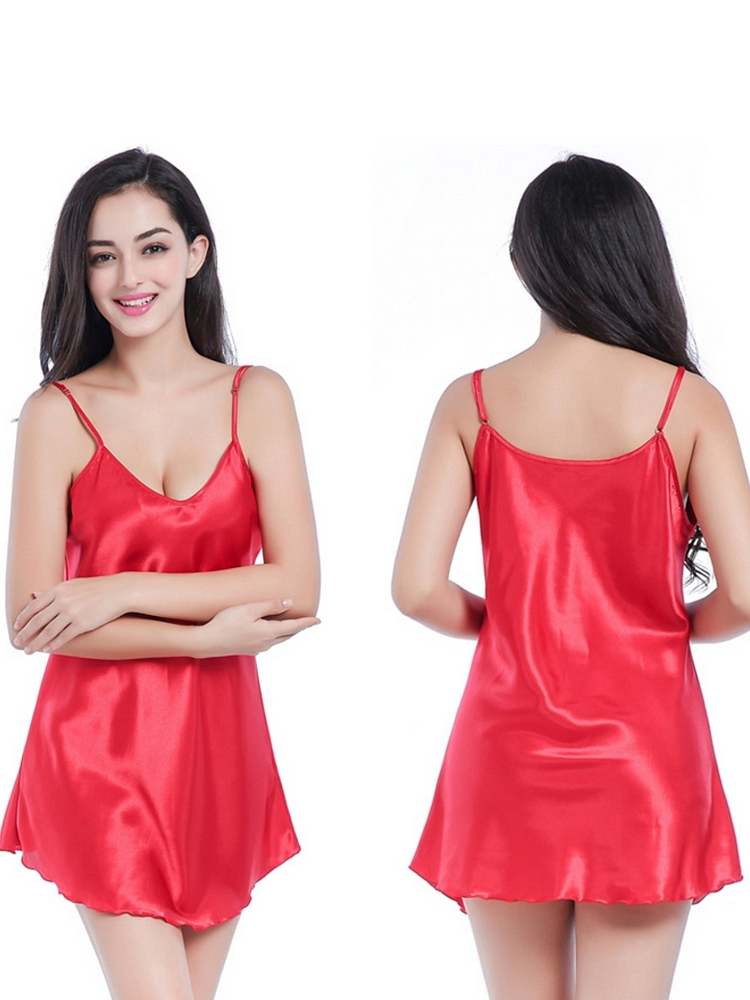 MoeKawai Women's Sexy Satin Nightgown