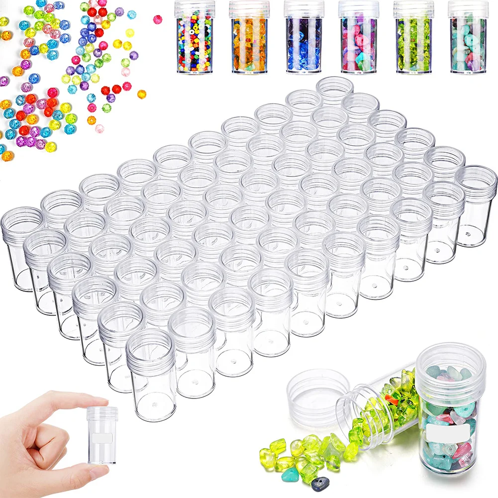 108PCS Large Capacity Blue Round Bottle Diamond Painting Kits Organizer with 60 Bottles 