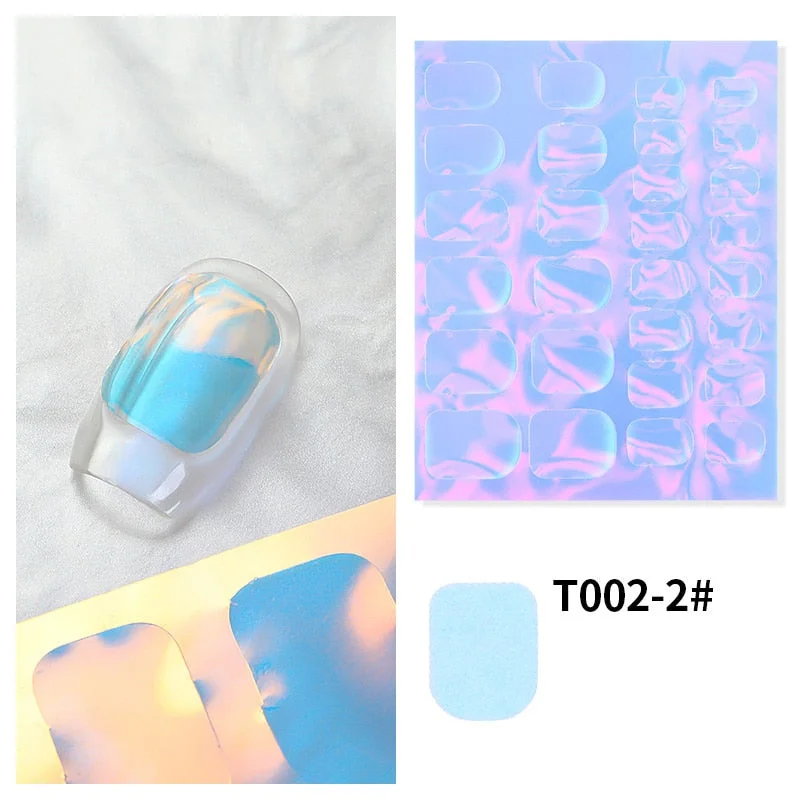Sparkly Nail Aurora Foils Colorful Transfer Stickers Cellophane Mirror Stickers Sliders Wrap Paper Nail Art Decoration-Nail Inspo