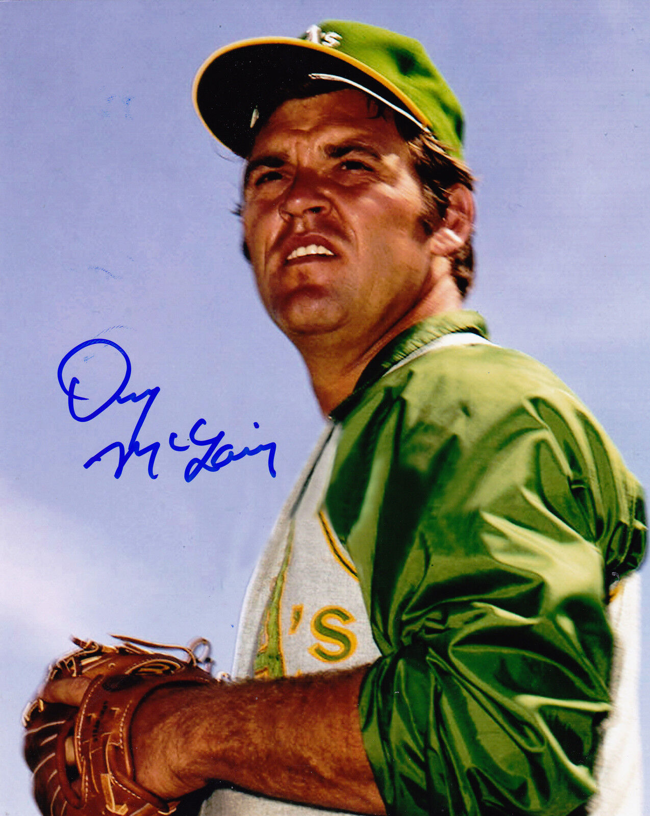 DENNY MCLAIN OAKLAND A'S ACTION SIGNED 8x10