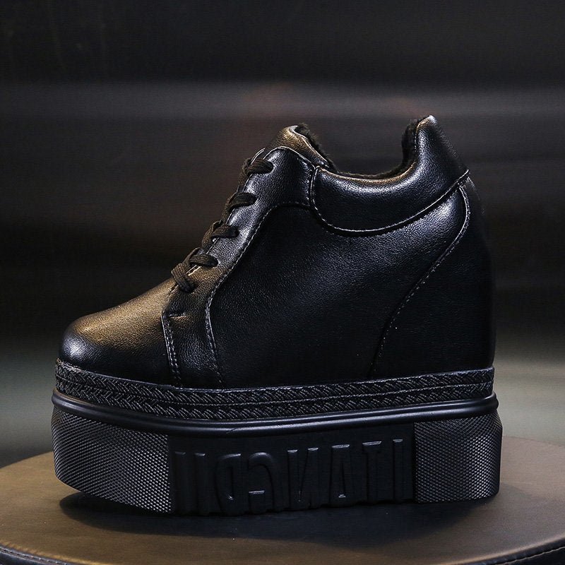 WGZNYN 2021 Autumn Winter 12CM Hight Increase Women Casual Shoes Woman Sneakers Platform Wedges Heels Loafers Ladies Trainers