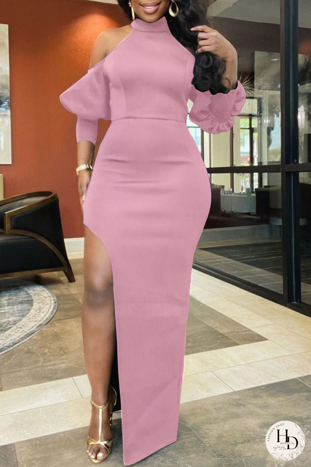 Black Sexy Solid Split Joint High Opening Half A Turtleneck Straight Dresses