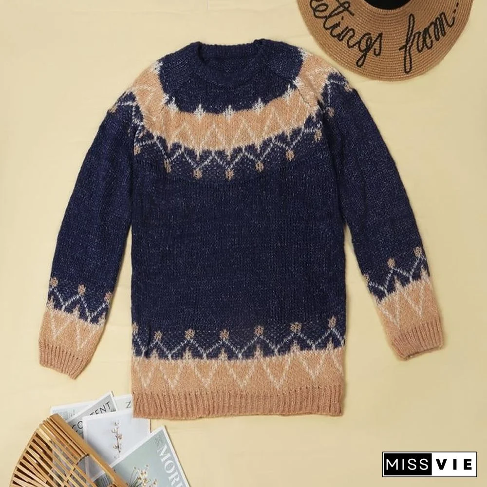 Loose knitted Contrast Sweater ( 3 Colors )