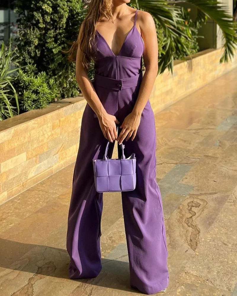 Sling Solid Straight Jumpsuit