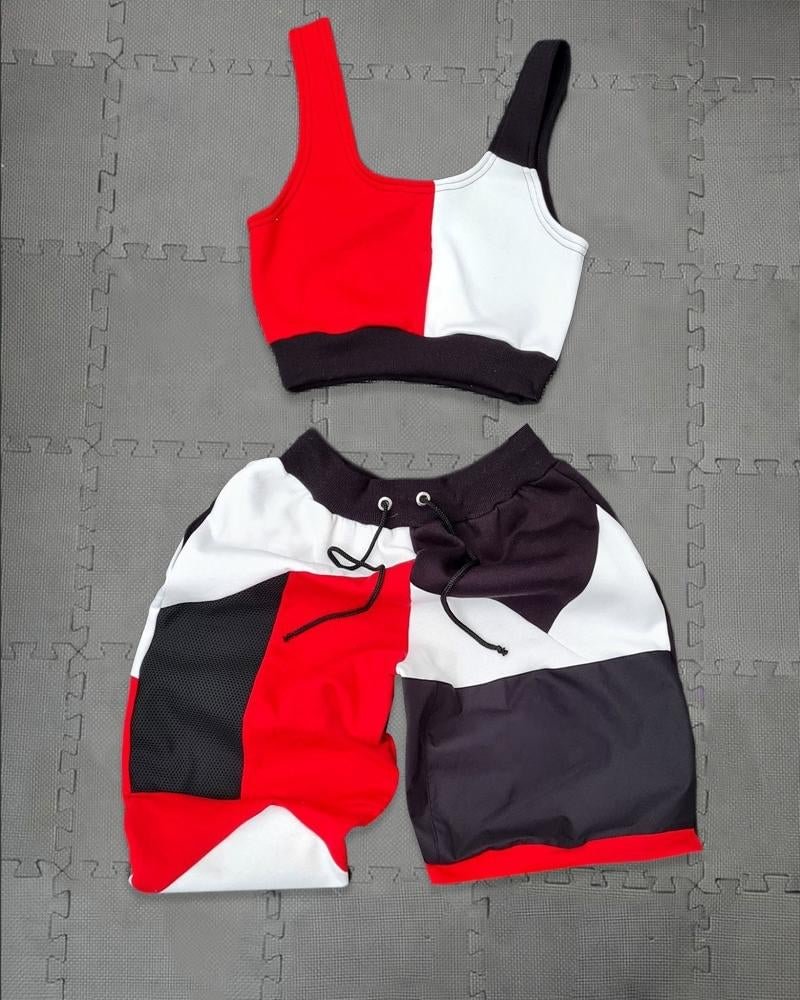 Women's Sporty Patchwork Printed Sets119