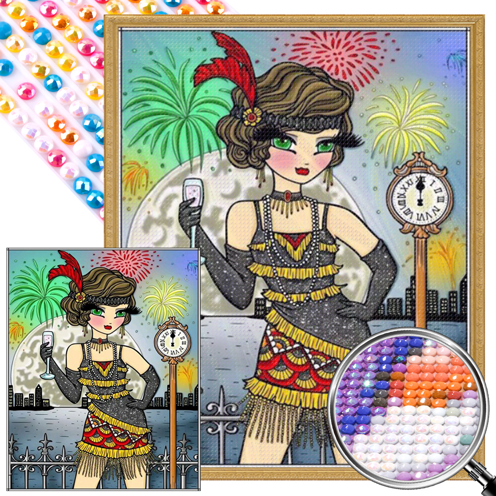 Modern Girl 40*50cm(picture) full round drill diamond painting with 3 to 5 colors of AB drills