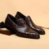 Mens Woven Leather Loafers Shoes