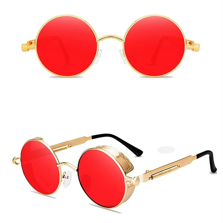 Kakacloud Steam Punk Metal Spring-legged Sunglasses Anti-ultraviolet 400 Goggles Unisex European and American Fashion Sunshade Glasses New