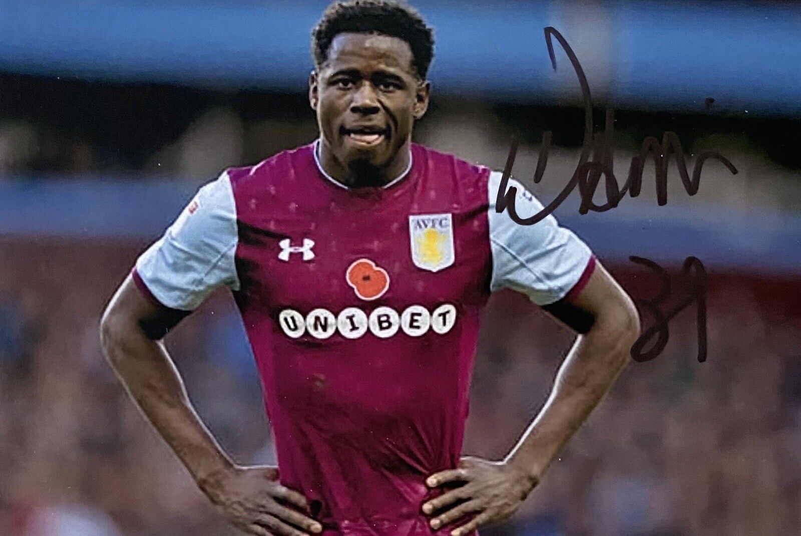 Keinan Davis Genuine Hand Signed Aston Villa 6X4 Photo Poster painting