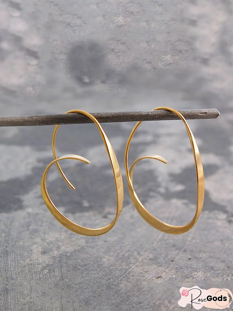 Fashion Golden Silver Spiral Exaggerated Circle Earrings