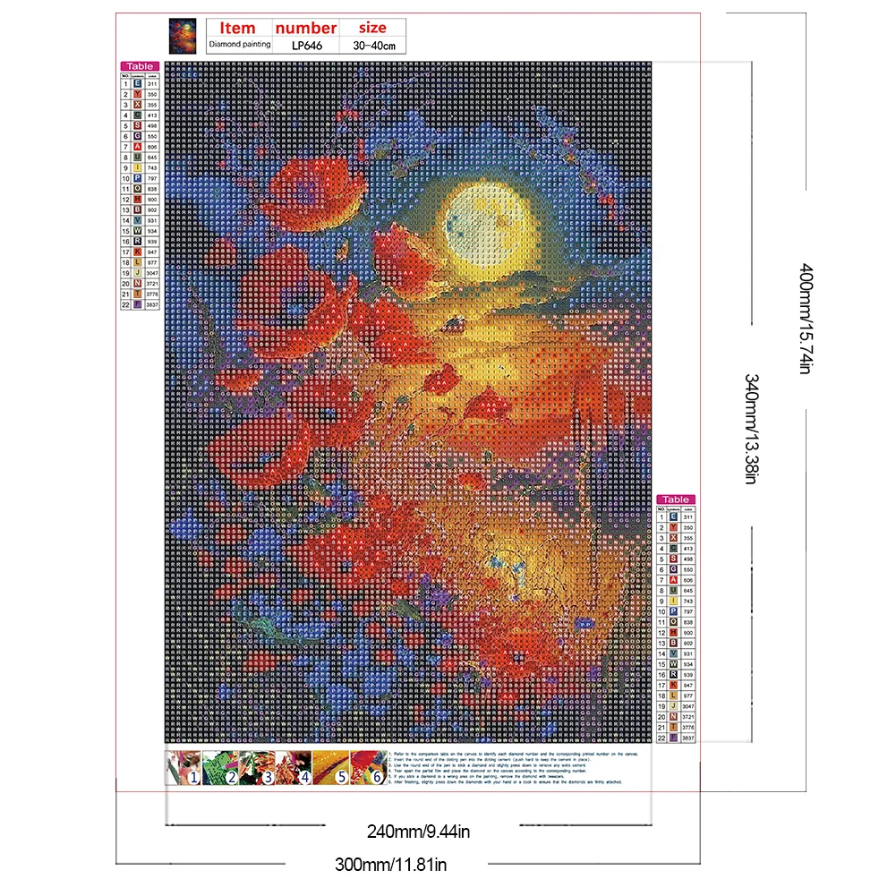 Diamond Painting - Full Round Drill - Poppy Moonlight(Canvas|30*40cm)