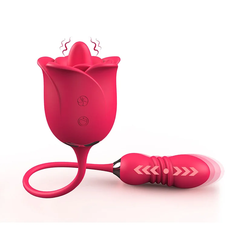 Rose Secret Language Telescopic Vibrating Rod clitoral tongue licking stimulator